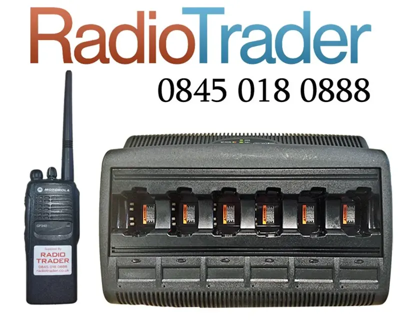 6 x Motorola GP340 UHF Analogue Refurbished Radio and Six Way Charger