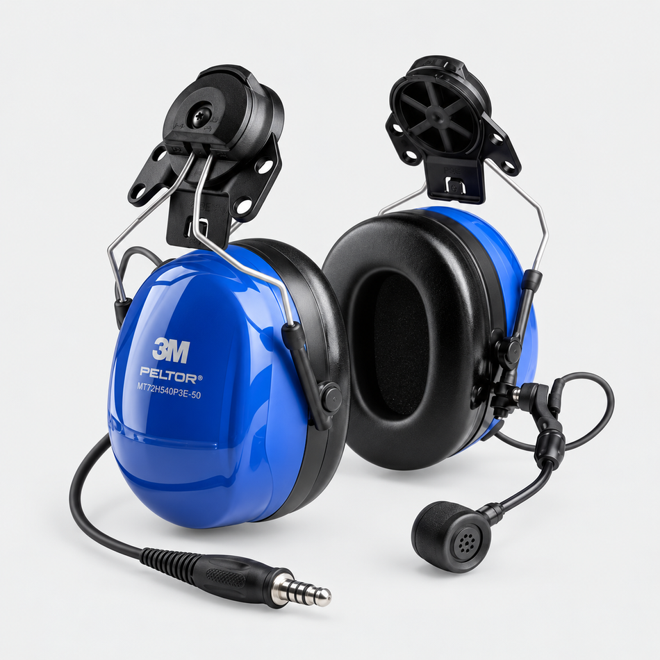 3M PELTOR MT72H540P3E-50 ATEX Twin Cup Helmet Headset with Boom Mic